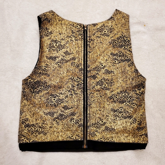 Sophie Rue Gold Black Crop Top Size XS - Picture 5 of 6